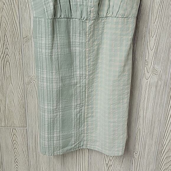 American Eagle Outfitters Green Seersucker Patchwork Mini Dress Womens M NWT - Picture 3 of 12
